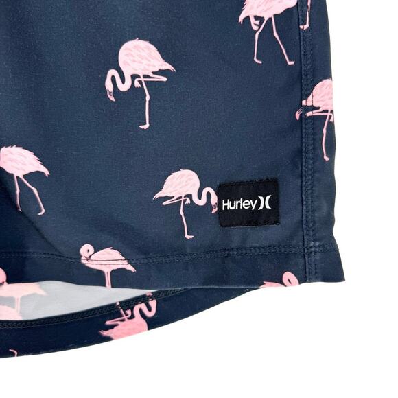 Hurley Swim Board Shorts Navy with Pink Flamingos Men's Small - Picture 4 of 7